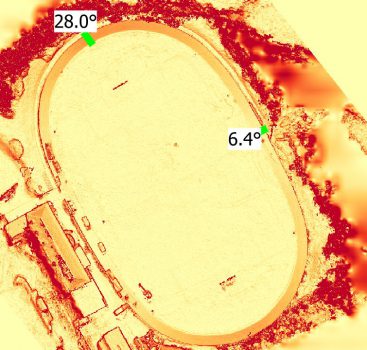 Slope visualization & mean slope along sampling lines.