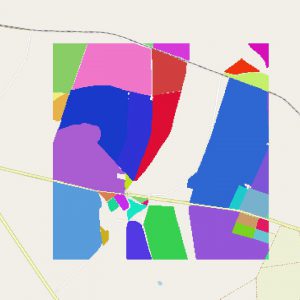 Figure 2: Example of tif holding field IDs, colored by individual fields.