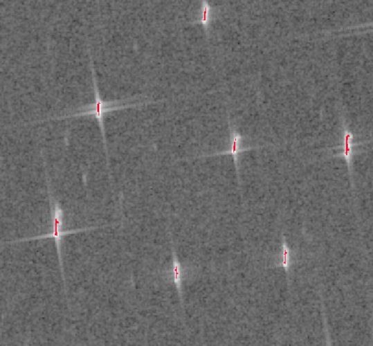 Figure 10. Recognition of a cluster of ships. Note that smaller ships are not recognized at all due to the size of the structuring emelent.