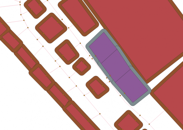 Image 11: Drawn buffer around polygons to make sure that the point sampling tool can sample the information correctly.