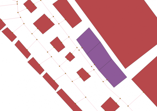 Image 10: Nodes (points,orange) next to the booth polygons.