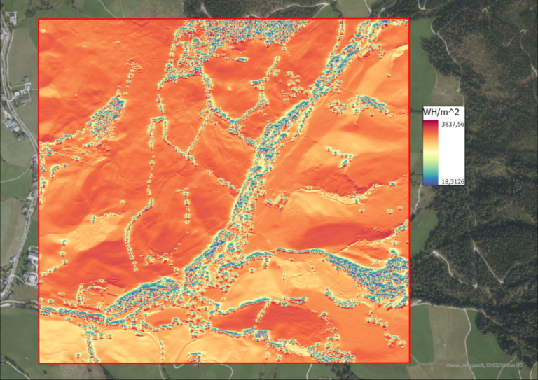 Image 10: Solar radiation intensity in WH/m^2 per pixel on the 21st of March.