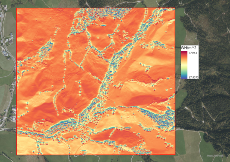 Image 12: Solar radiation intensity in WH/m^2 per pixel on the 23rd of September.