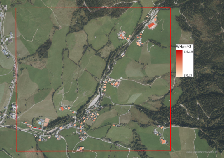 Image 18: WH/m^2 averaged per roof on the 21st of December.