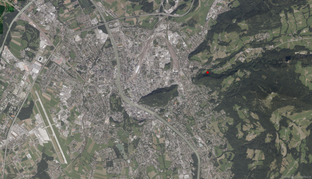 Image 1: Location of the proposed high-rise hotel and restaurant tower in the North-West of Salzburg.